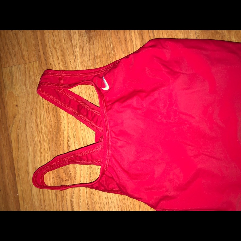 Red Nike one piece swim suit